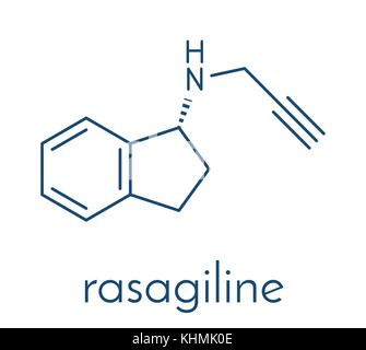 Rasagiline Parkinson's disease drug molecule. Skeletal formula. Stock Vector