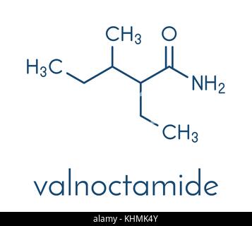 Valnoctamide sedative drug molecule. Skeletal formula. Stock Vector