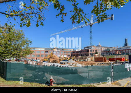 Construction work on the Auburn University campus expansion, Auburn Alabama, USA. Stock Photo