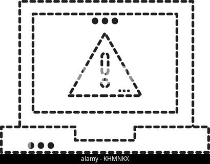 dotted shape caution emblem alert inside computer technology vector ...