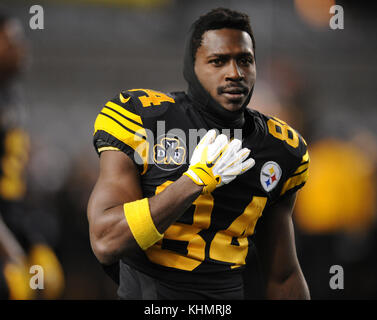 Pittsburgh Steelers wide receiver Antonio Brown (84) runs off the field  following his touchdown against the Tennessee Titans in the first quarter  at Heinz Field in Pittsburgh on November 16, 2017. Photo