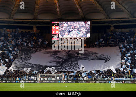 Olympic Stadium, ROME, Italy. 18th Nov, 2017. Supporters of Lazio cheer for their team during their Italian Serie A soccer match. Credit: Giampiero Sposito/Alamy Live News Stock Photo