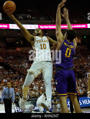 Feb 27, 2016. Eric Davis Jr. #10 of the Texas Longhorns in action vs the  Oklahoma Sooners at the Frank Erwin Center in Austin Texas. Texas defeats  Oklahoma 76-63.Robert Backman/Cal Sport Media