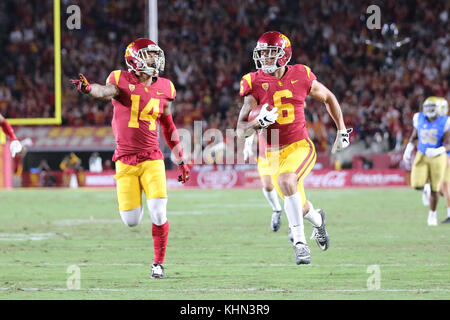 Los Angeles, CA, USA. 18th Nov, 2017. November 18, 2017: USC Michael Pittman (6) returns in the game between the UCLA Bruins and the USC Trojans, The Los Angeles Memorial Coliseum in Los Angeles, CA. Peter Joneleit/ Zuma Wire Service Credit: Peter Joneleit/ZUMA Wire/Alamy Live News Stock Photo