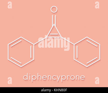 Diphencyprone (diphenylcyclopropenone) alopecia treatment drug molecule. Skeletal formula. Stock Photo