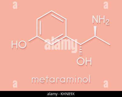 Metaraminol (metaradrine) hypotension drug molecule. Used in treatment of low blood pressure, e.g. due to anesthesia. Skeletal formula. Stock Photo