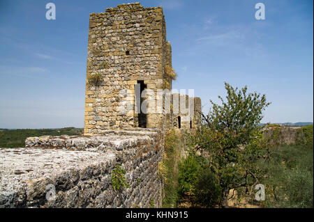 Medieval walled town in Monteriggioni, Tuscany, Italy. 28 August 2017 © Wojciech Strozyk / Alamy Stock Photo Stock Photo