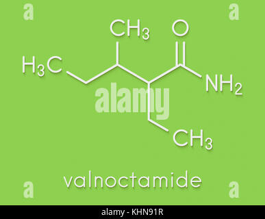 Valnoctamide sedative drug molecule. Skeletal formula. Stock Photo