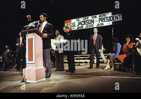 Jesse Jackson campaigns during his 1984 bid for President of the United ...