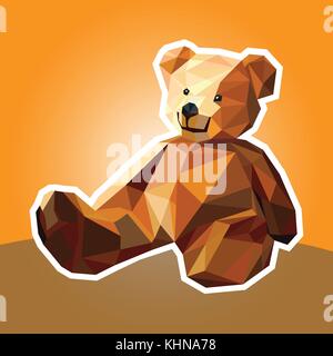 Illustration vector Teddy brown bear in polygonal style Stock Vector