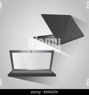 modern open laptop back and side view device digital Stock Vector