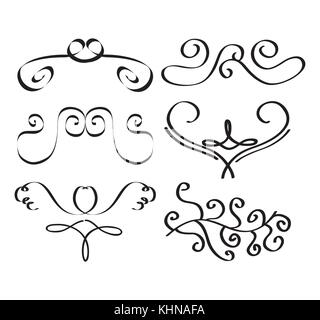 set of decorative calligraphic elements filigreee swirl dividers Stock Vector