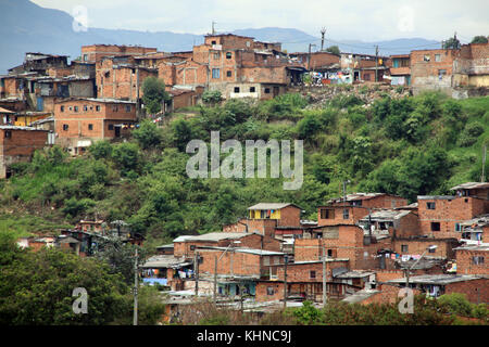 Slum in the district of city Medelyn, Colombia Stock Photo