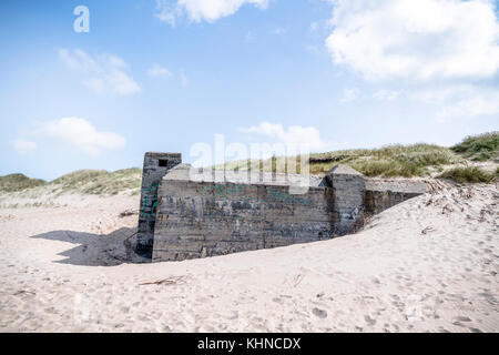 German bunker from the second world war on a danish beach in the summer Stock Photo