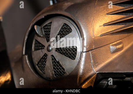 detailed shots of parts and components of an old retro motorcycle veteran Stock Photo