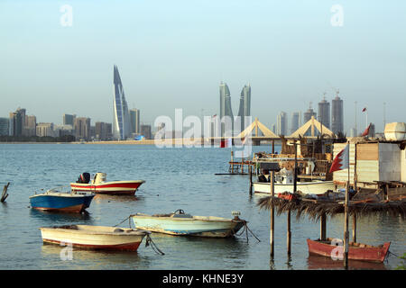 Gulf with boats in Manama city, Bahrein Stock Photo