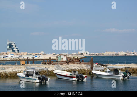 Boats in Persian gulf in Manama city, Bahrein Stock Photo