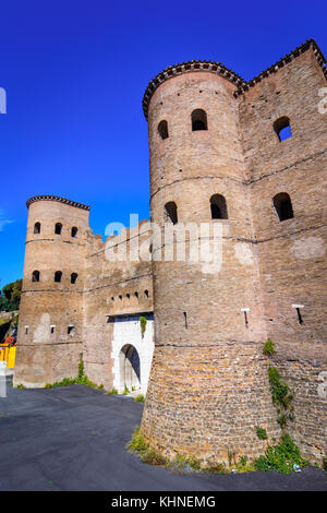 The Porta Asinaria,Roma,Italy, a gate in the Aurelian Walls of Rome Stock Photo