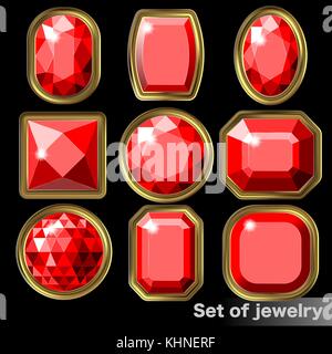 Set of red gems ruby of various shapes Stock Vector Image & Art - Alamy