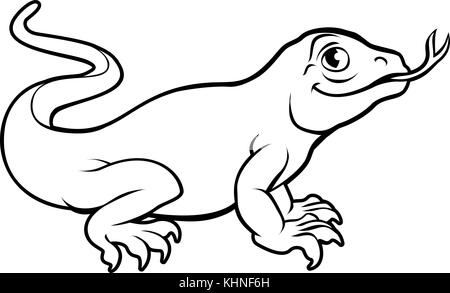 Komodo Dragon Lizard Cartoon Character Stock Vector