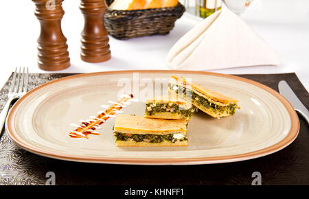 Spinach pie with feta cheese and onion Stock Photo