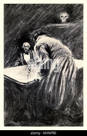 ‘Will you suffer me to take this glass in my hand’ from the ‘Strange Case of Dr Jekyll and Mr Hyde’ by Robert Louis Stevenson (1850-1894) illustrated by Charles Raymond Macauley (1871-1934). See more information below. Stock Photo