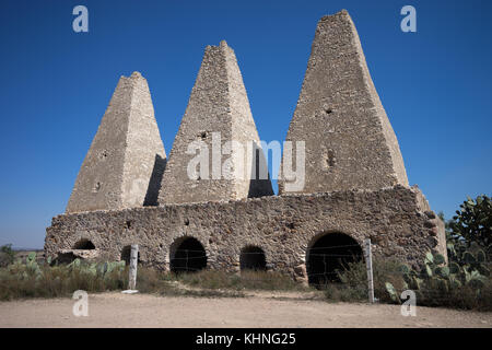 the abandoned medieval smelting ovens in mineral de pozos mexico Stock Photo