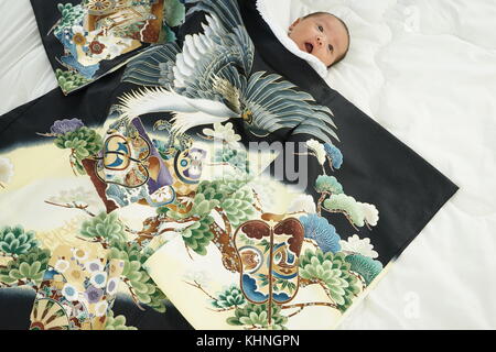 miyamairi is traditional celebration for baby in japan Stock Photo