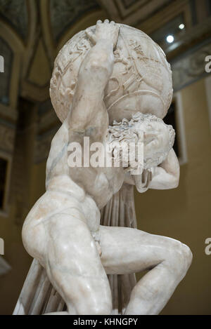 Naples. Italy. Atlas Farnese sculpture, 2nd century A.D. Museo Archeologico Nazionale di Napoli. Naples National Archaeological Museum. Stock Photo