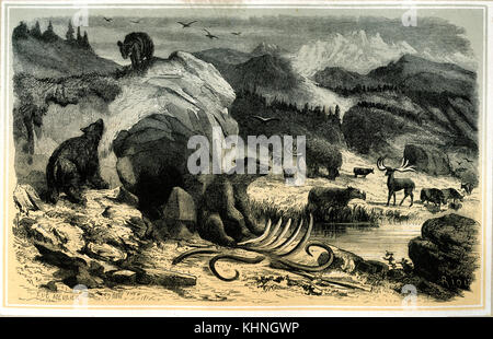 Landscape with mammoths (Landschaft der Mammutzeit) Stock Photo