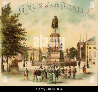 Statue of Frederick the Great in Berlin, 'Greetings from Berlin' (Denkmal Friedrichs des Großen in Berlin, 'Gruß aus Berlin') Stock Photo