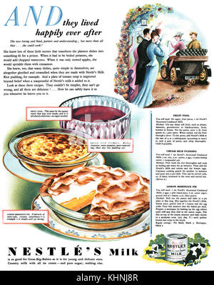 1951 British advertisement for Nestlé's Condensed Milk. Stock Photo