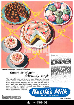 1955 British advertisement for Nestlé's condensed milk. Stock Photo