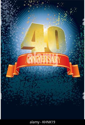 Background with design elements for the poster celebrating fortieth anniversary Stock Vector