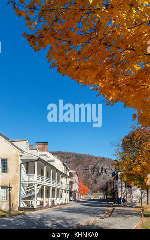 Shenandoah Street in historic Harpers Ferry, Harpers Ferry National Historical Park, West Virginia, USA Stock Photo