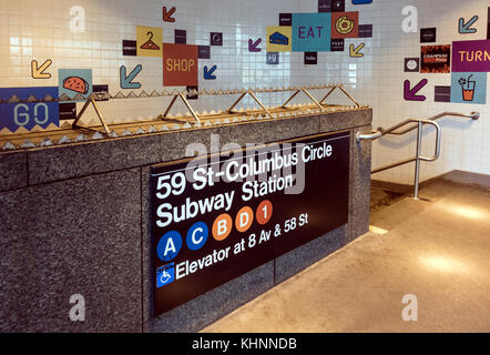 59th St - Columbus Circle Subway Station in New York City Stock Photo