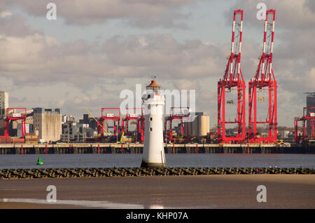 New Brighton Lighthouse and Seaforth Docks River Mersey Liverpool and ...