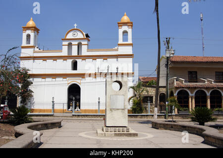 White old church on the main square of town Copan Ruinas in Honduras Stock Photo