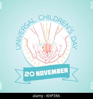 Calendar for each day on november 20. Greeting card. Holiday -  Universal Childrens Day. Icon in the linear style Stock Vector