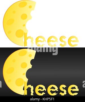 abstract inscription from pieces of cheese cheese business logo Stock Vector