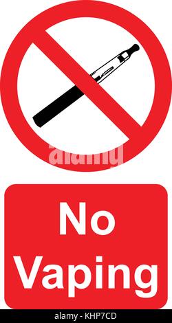 A Sign with a red circe over and e-cigarette to indicate no vaping Stock Vector