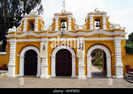 Entrance of church Iglesia el Calvario in Antigua Guatemala Stock Photo