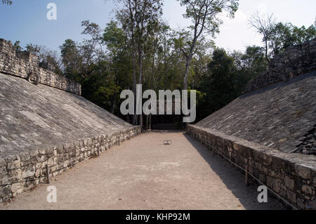 Court for the game with ball in Coba ruins, Mexico Stock Photo