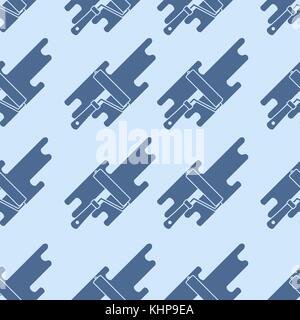 Seamless pattern: paint roller and paint spot. Tools for repair and construction. Stock Vector