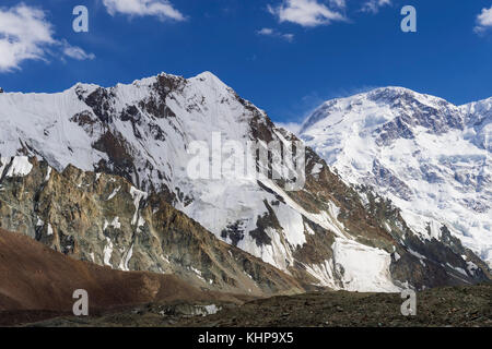 Pabeda-Khan Tengry glacier massif, View from Base Camp, Central Tian Shan Mountain Range, Border of Kyrgyzstan and China, Kyrgyzstan, Asia Stock Photo