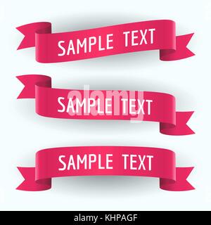 Set of red ribbons and text Stock Vector