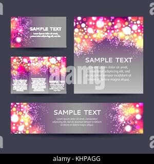 Set of bokeh backgrounds flyers Stock Vector