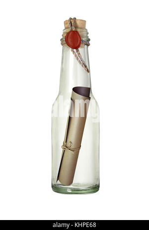 glass bottle with secret message or an ancient map Stock Photo - Alamy