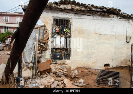 Mandra, Greece. 18th Nov, 2017. A flash flood in near the city of Mandra resulted in 17 confirmed deaths and many more injured. The floods came after a slow moving storm brought torrential rain overnight, 14 to 15 November. Roads, homes and businesses have been damaged. Credit: George Panagakis/Pacific Press/Alamy Live News Stock Photo