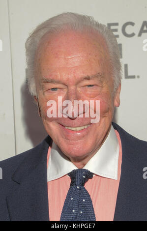 NEW YORK, NY - APRIL 26: Actor Christopher Plummer attends the 'The Exception' Premiere - 2017 Tribeca Film Festival at the BMCC Tribeca PAC on April 26, 2017 in NYC. Stock Photo